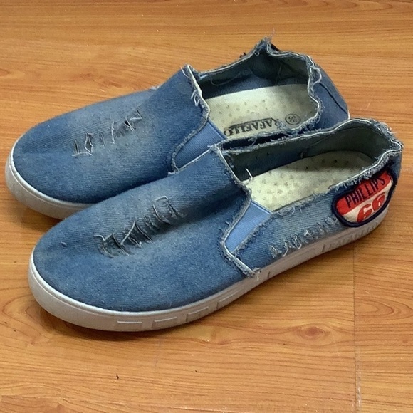 Rafaellos Route 66 patch distressed denim slip on shoe size 36 (Preowned) - Picture 1 of 6
